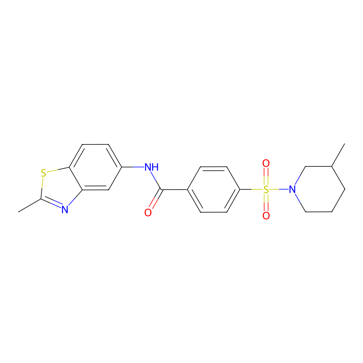N-(2-methyl-1,3-benzothiazol-5-yl)-4-[(3-methylpiperidin-1-yl)sulfonyl]benzamide molecular structure, CAS 683261-42-9