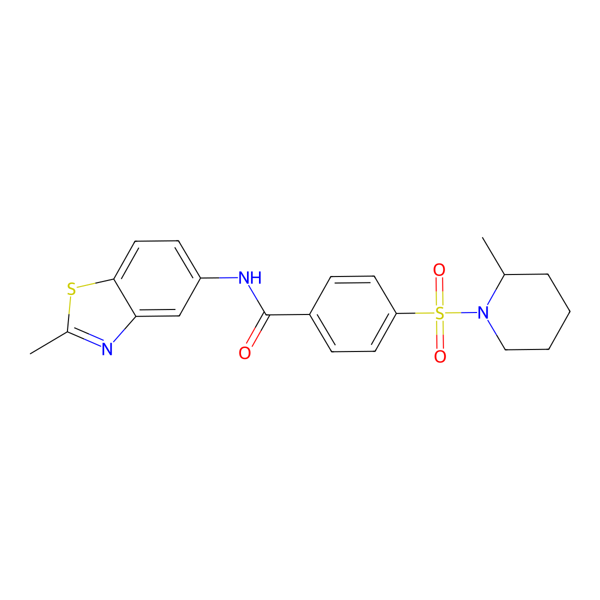 N-(2-methyl-1,3-benzothiazol-5-yl)-4-[(2-methylpiperidin-1-yl)sulfonyl]benzamide molecular structure, CAS 683261-43-0
