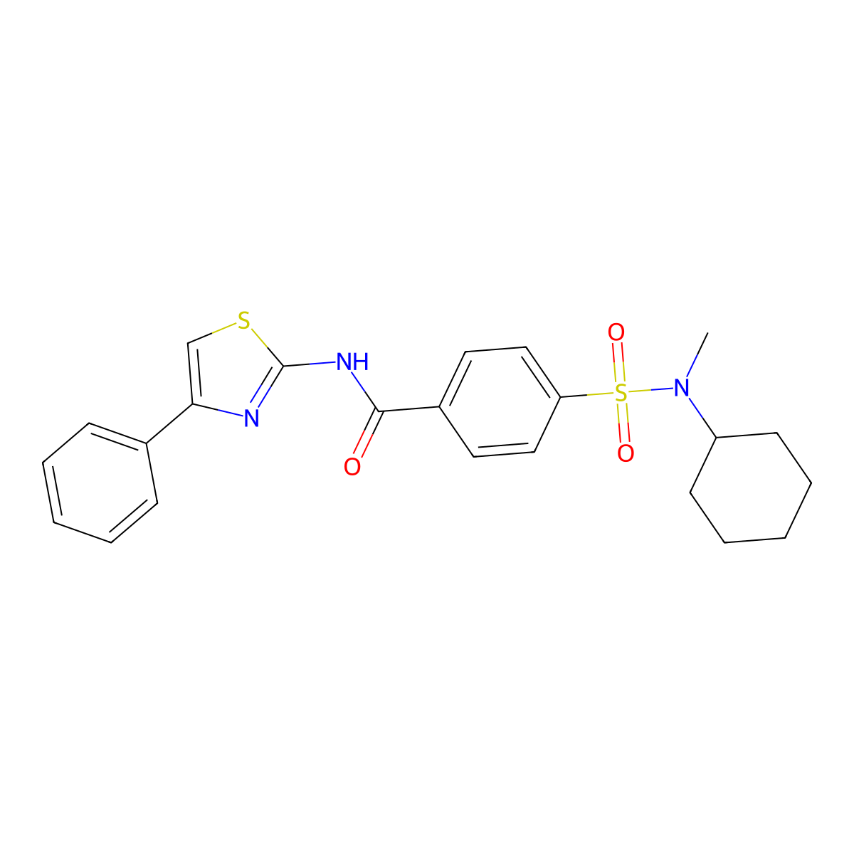 4-[cyclohexyl(methyl)sulfamoyl]-N-(4-phenyl-1,3-thiazol-2-yl)benzamide molecular structure, CAS 683261-55-4