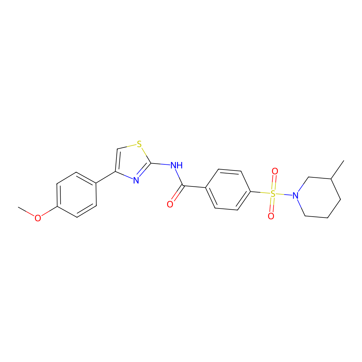 N-(4-(4-methoxyphenyl)thiazol-2-yl)-4-((3-methylpiperidin-1-yl)sulfonyl)benzamide molecular structure, CAS 683261-73-6