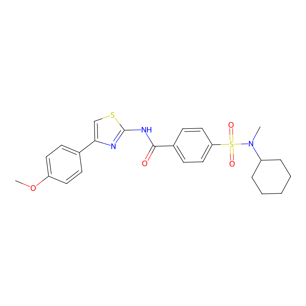 4-[cyclohexyl(methyl)sulfamoyl]-N-[4-(4-methoxyphenyl)-1,3-thiazol-2-yl]benzamide molecular structure, CAS 683261-79-2