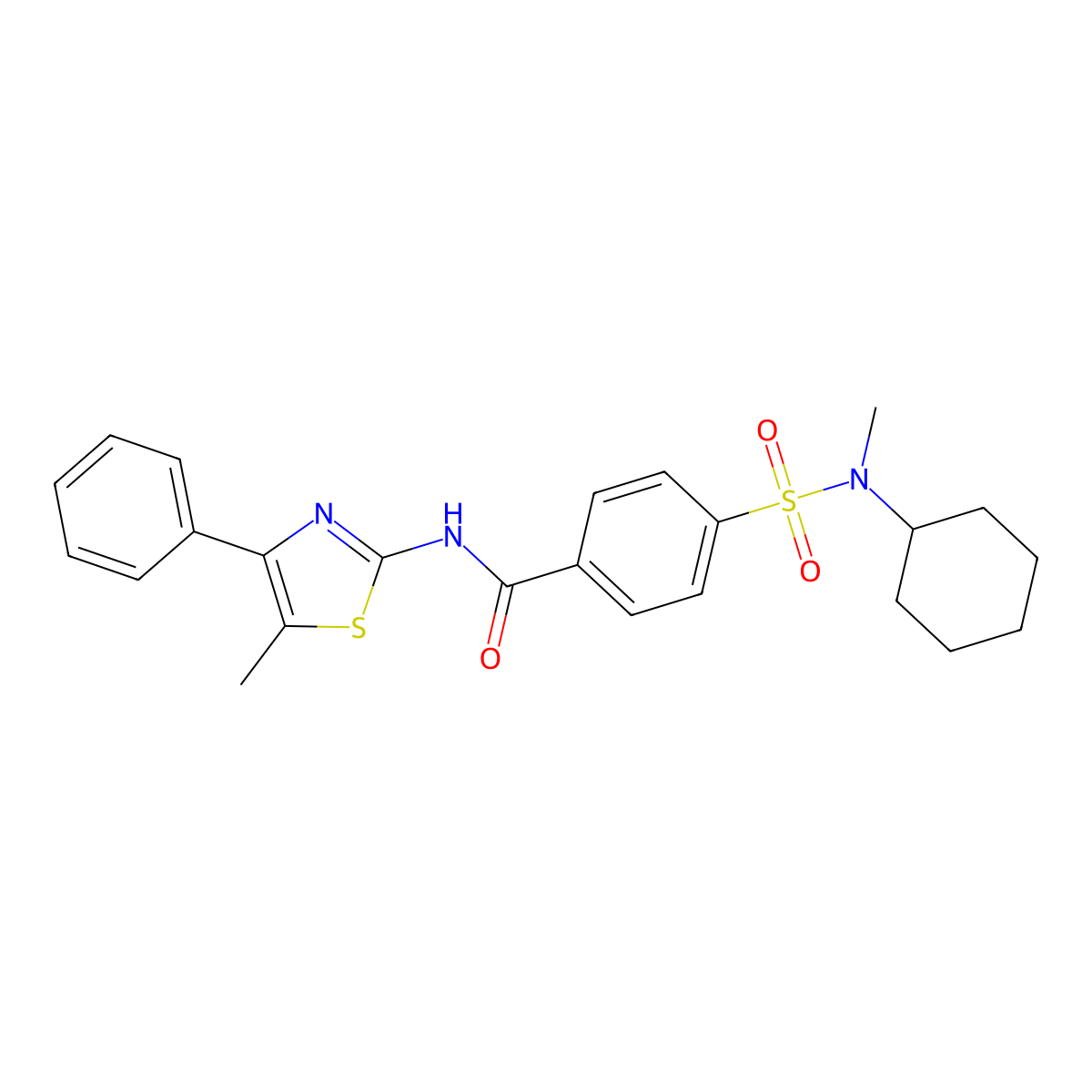 4-[cyclohexyl(methyl)sulfamoyl]-N-(5-methyl-4-phenyl-1,3-thiazol-2-yl)benzamide molecular structure, CAS 683262-96-6