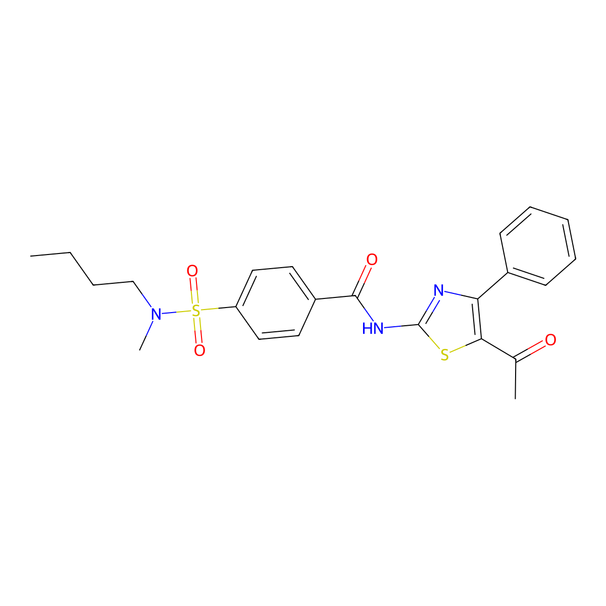 N-(5-acetyl-4-phenyl-1,3-thiazol-2-yl)-4-[butyl(methyl)sulfamoyl]benzamide molecular structure, CAS 683263-02-7