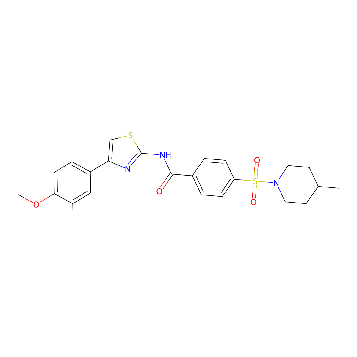 N-(4-(4-methoxy-3-methylphenyl)thiazol-2-yl)-4-((4-methylpiperidin-1-yl)sulfonyl)benzamide molecular structure, CAS 683264-06-4