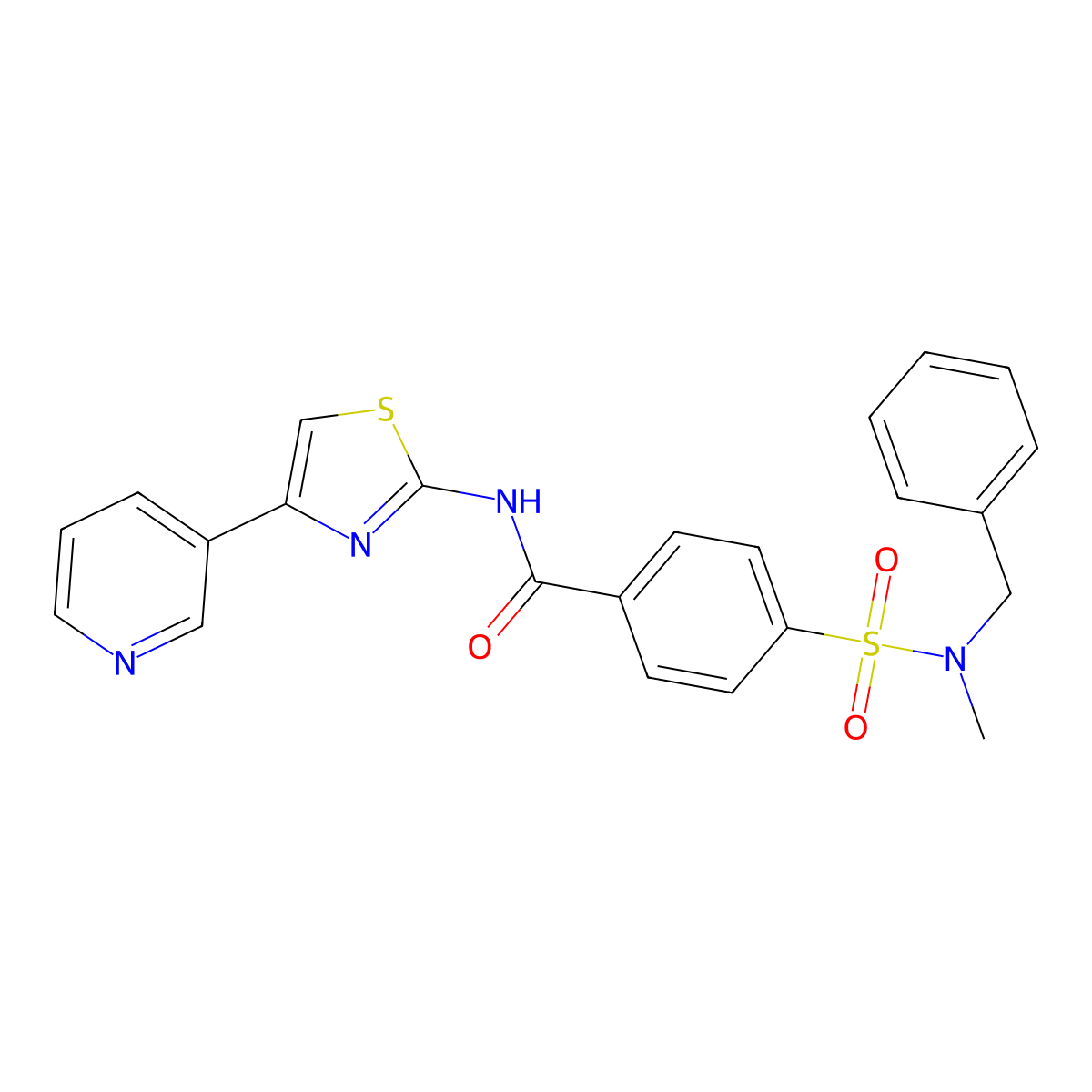 4-(N-benzyl-N-methylsulfamoyl)-N-(4-(pyridin-3-yl)thiazol-2-yl)benzamide molecular structure, CAS 683264-17-7