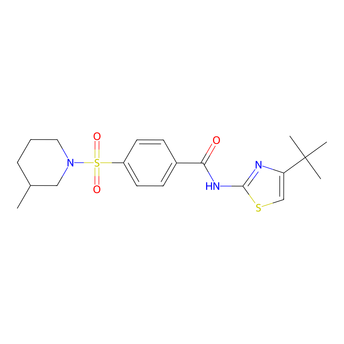 N-(4-tert-butyl-1,3-thiazol-2-yl)-4-[(3-methylpiperidin-1-yl)sulfonyl]benzamide molecular structure, CAS 683264-23-5