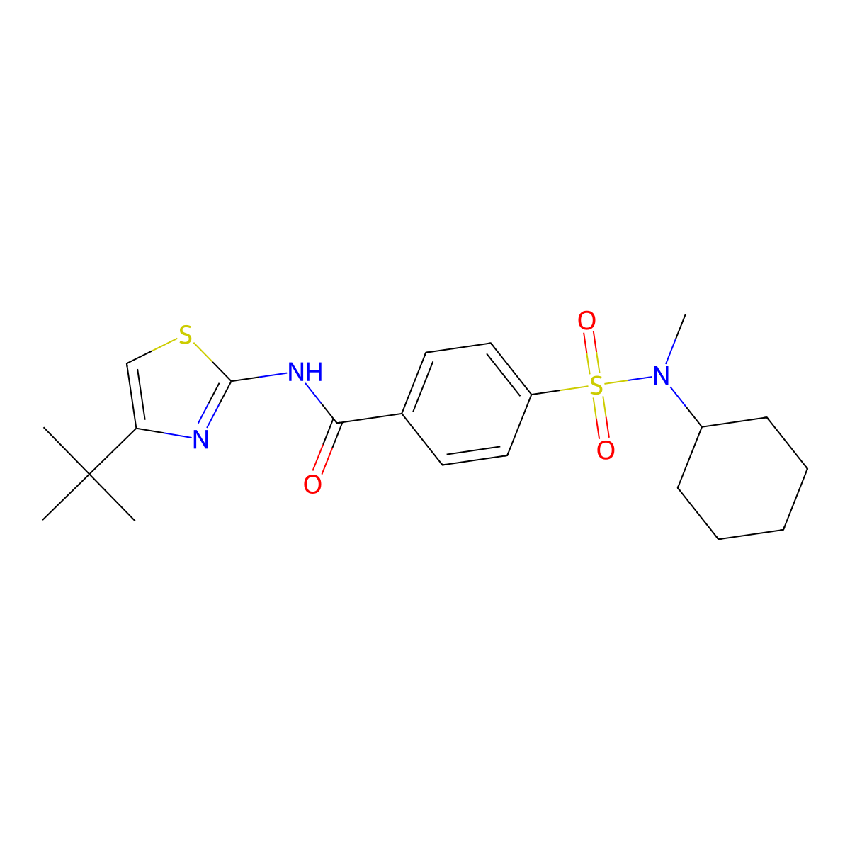 N-(4-tert-butyl-1,3-thiazol-2-yl)-4-[cyclohexyl(methyl)sulfamoyl]benzamide molecular structure, CAS 683264-29-1