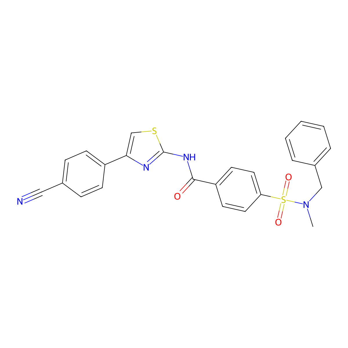 4-[benzyl(methyl)sulfamoyl]-N-[4-(4-cyanophenyl)-1,3-thiazol-2-yl]benzamide molecular structure, CAS 683264-41-7