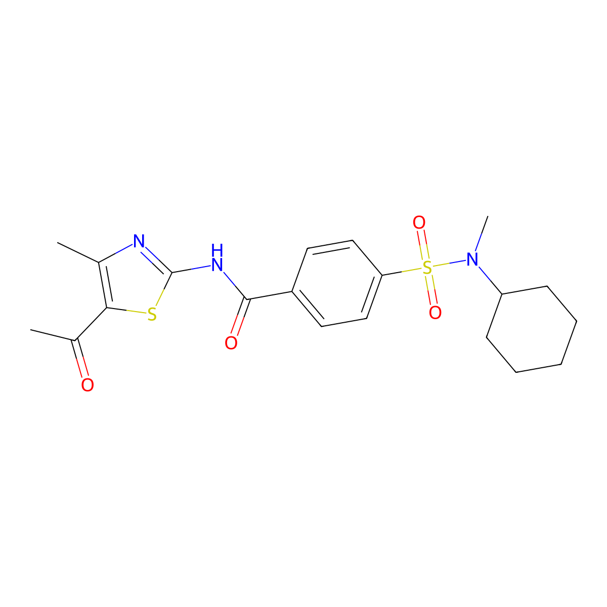 N-(5-acetyl-4-methyl-1,3-thiazol-2-yl)-4-[cyclohexyl(methyl)sulfamoyl]benzamide molecular structure, CAS 683265-35-2