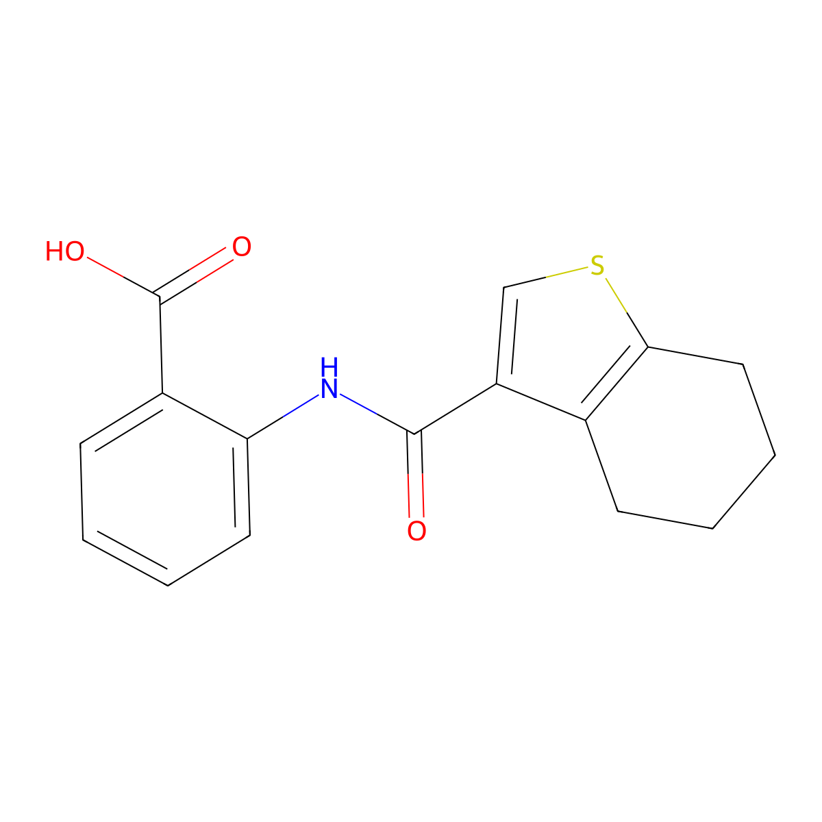 2-(4,5,6,7-Tetrahydrobenzo[b]thiophene-3-carboxamido)benzoic acid molecular structure, CAS 683267-43-8