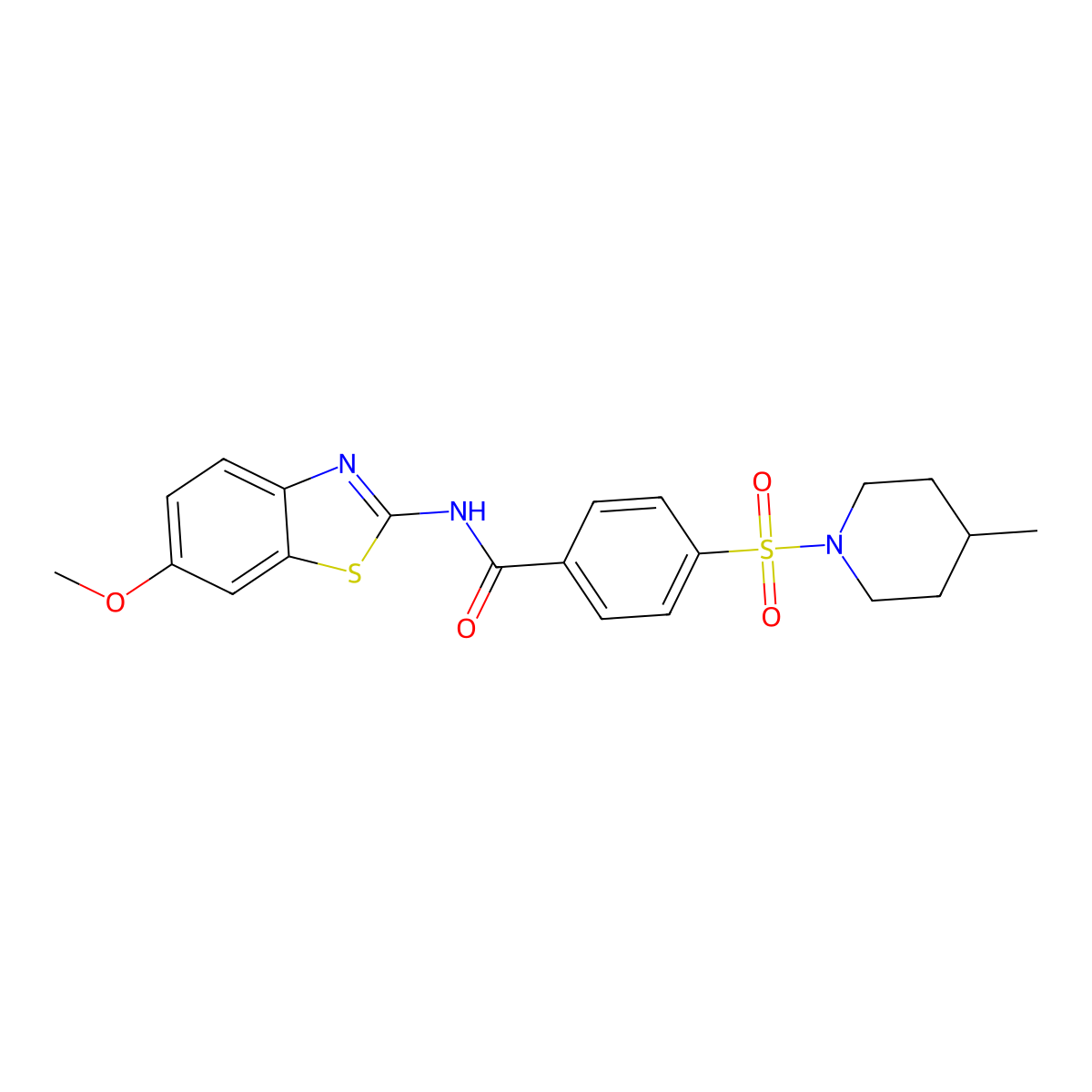 N-(6-methoxybenzo[d]thiazol-2-yl)-4-((4-methylpiperidin-1-yl)sulfonyl)benzamide molecular structure, CAS 683268-55-5