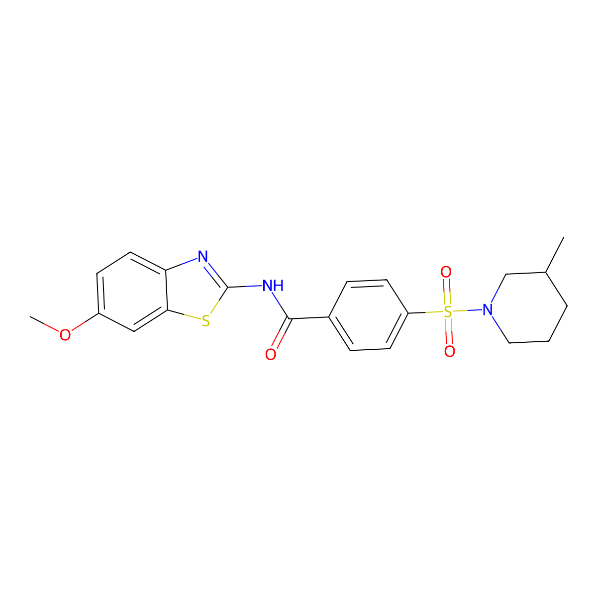 N-(6-methoxybenzo[d]thiazol-2-yl)-4-((3-methylpiperidin-1-yl)sulfonyl)benzamide molecular structure, CAS 683268-56-6