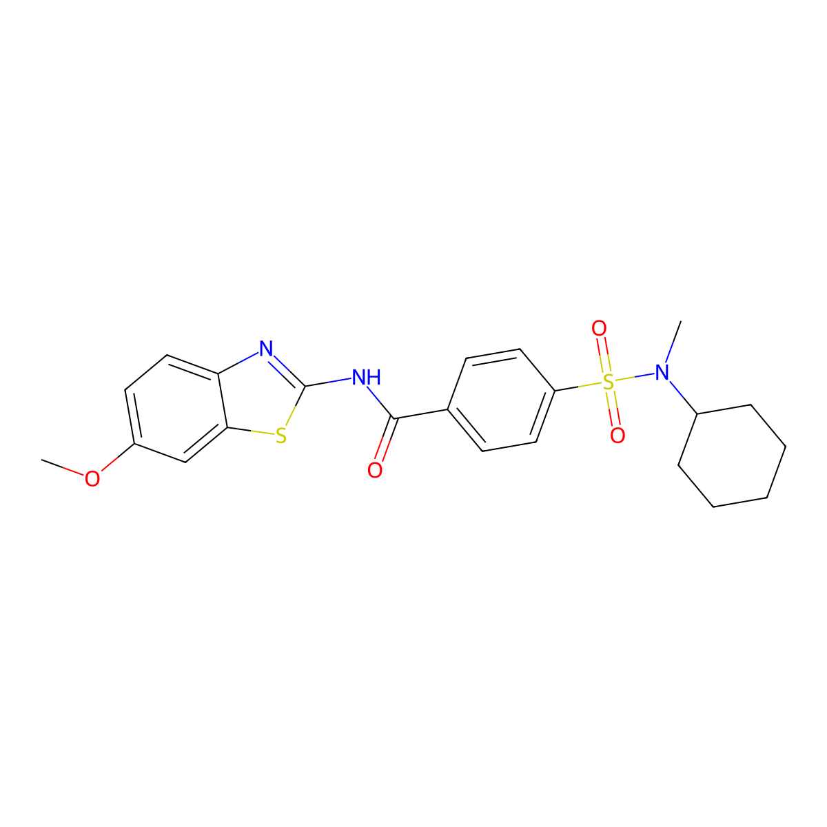 4-[cyclohexyl(methyl)sulfamoyl]-N-(6-methoxy-1,3-benzothiazol-2-yl)benzamide molecular structure, CAS 683268-62-4