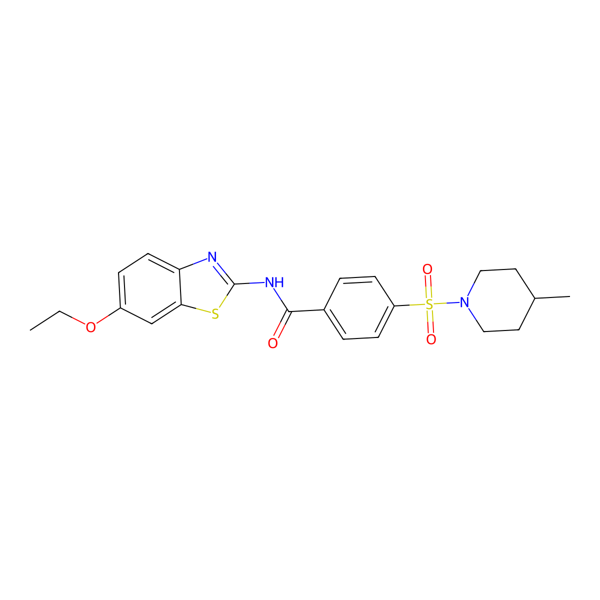 N-(6-ethoxybenzo[d]thiazol-2-yl)-4-((4-methylpiperidin-1-yl)sulfonyl)benzamide molecular structure, CAS 683268-64-6