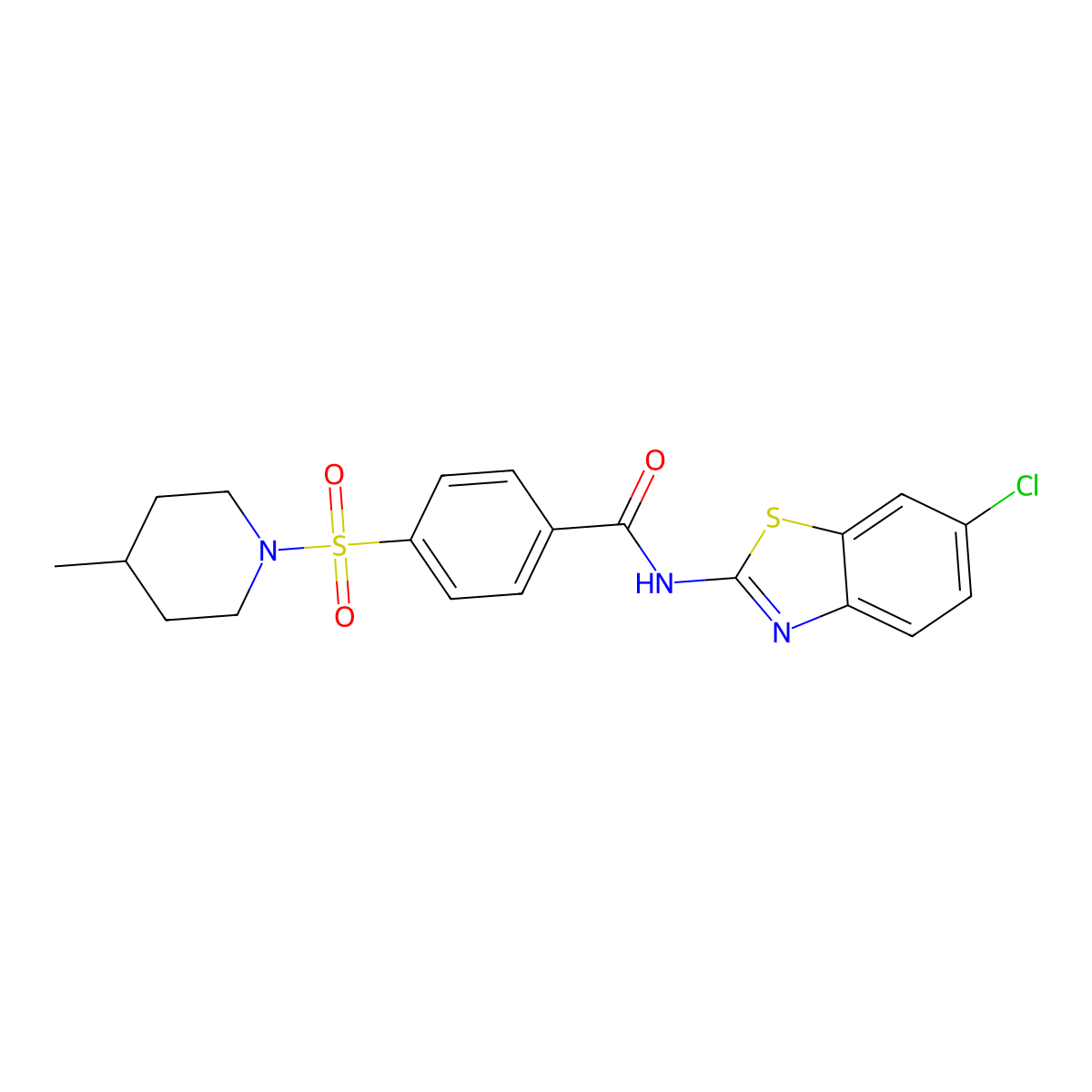 N-(6-chlorobenzo[d]thiazol-2-yl)-4-((4-methylpiperidin-1-yl)sulfonyl)benzamide molecular structure, CAS 683268-72-6