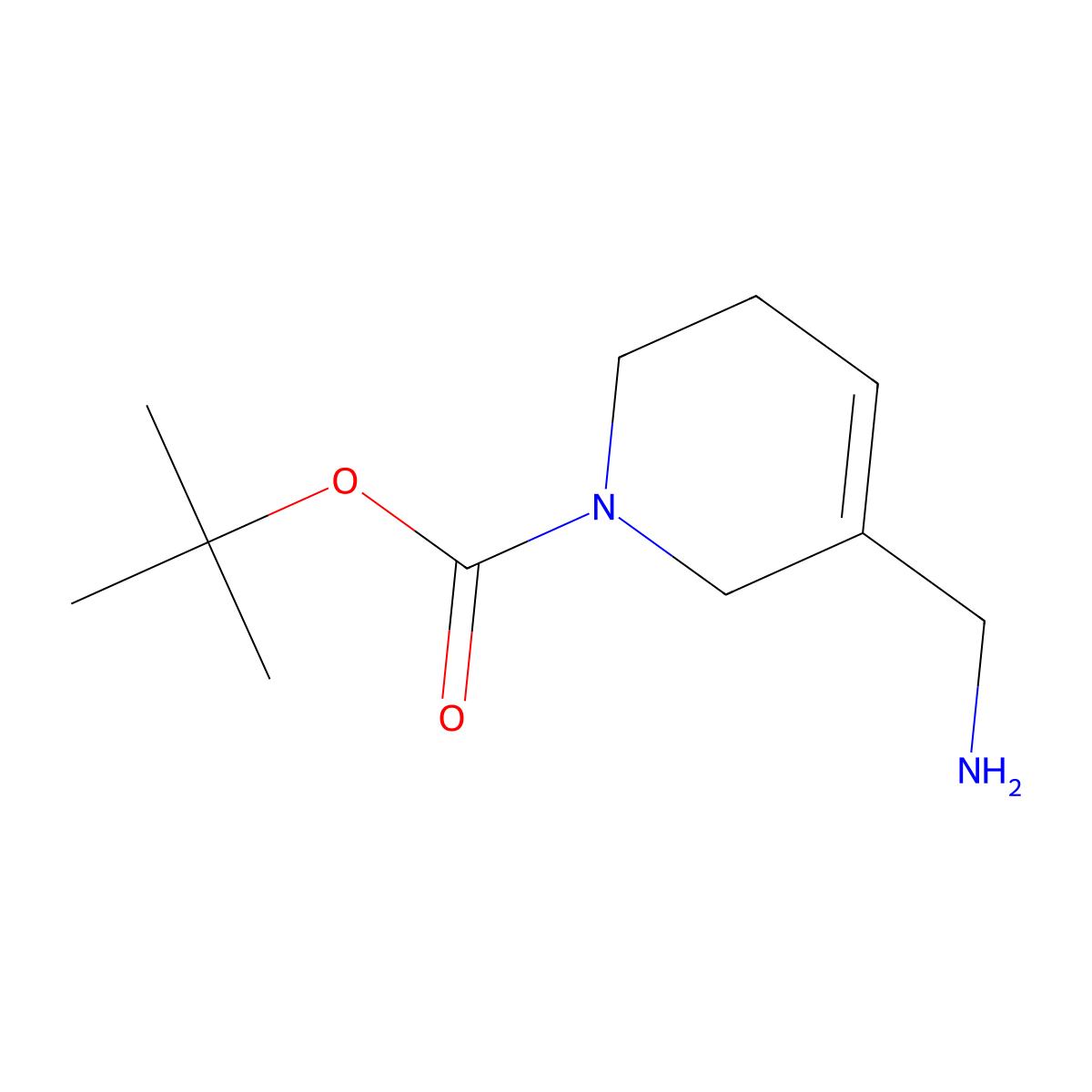 Tert-butyl 5-(aminomethyl)-1,2,3,6-tetrahydropyridine-1-carboxylate molecular structure, CAS 683269-79-6