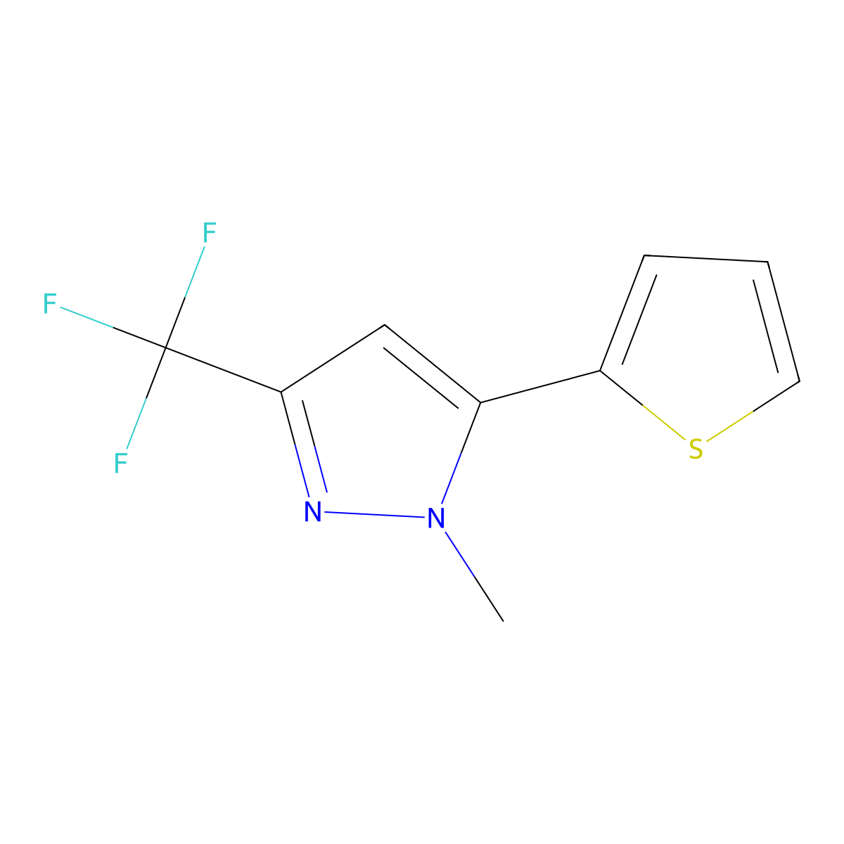 1-Methyl-5-thiophen-2-yl-3-(trifluoromethyl)pyrazole molecular structure, CAS 683274-56-8
