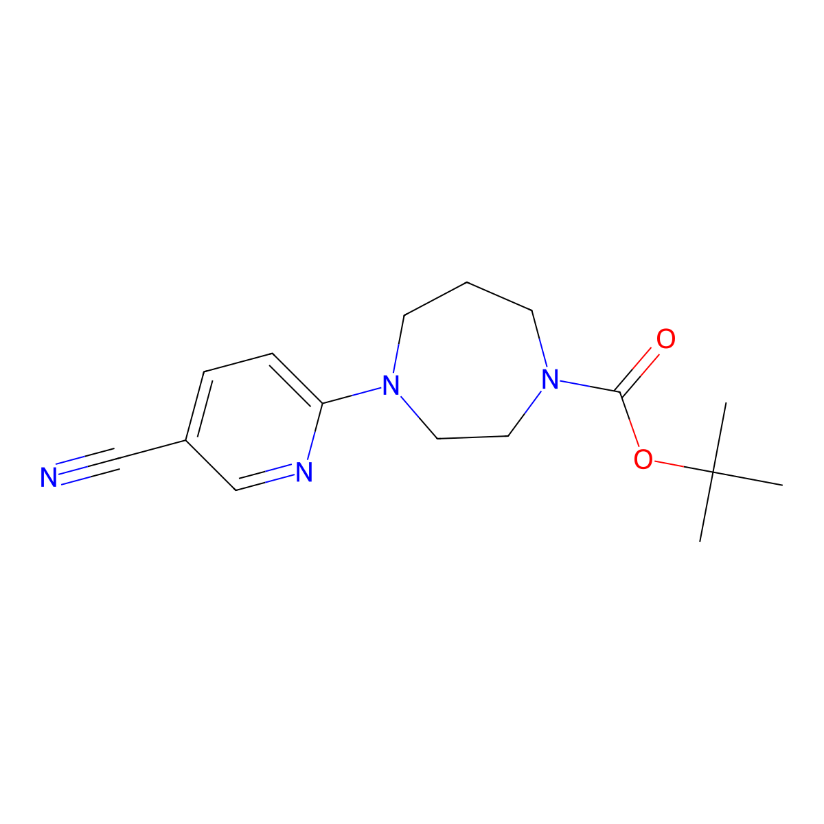 Tert-butyl 4-(5-cyanopyridin-2-yl)-1,4-diazepane-1-carboxylate molecular structure, CAS 683274-60-4