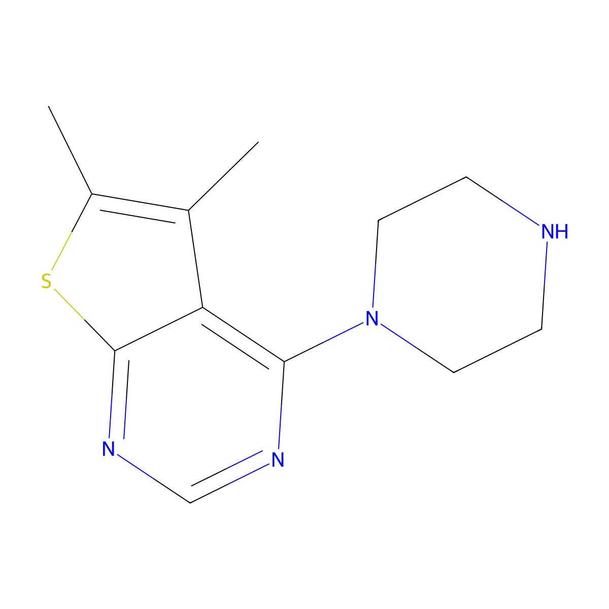 5,6-Dimethyl-4-piperazinothieno[2,3-d]pyrimidine molecular structure, CAS 683274-62-6