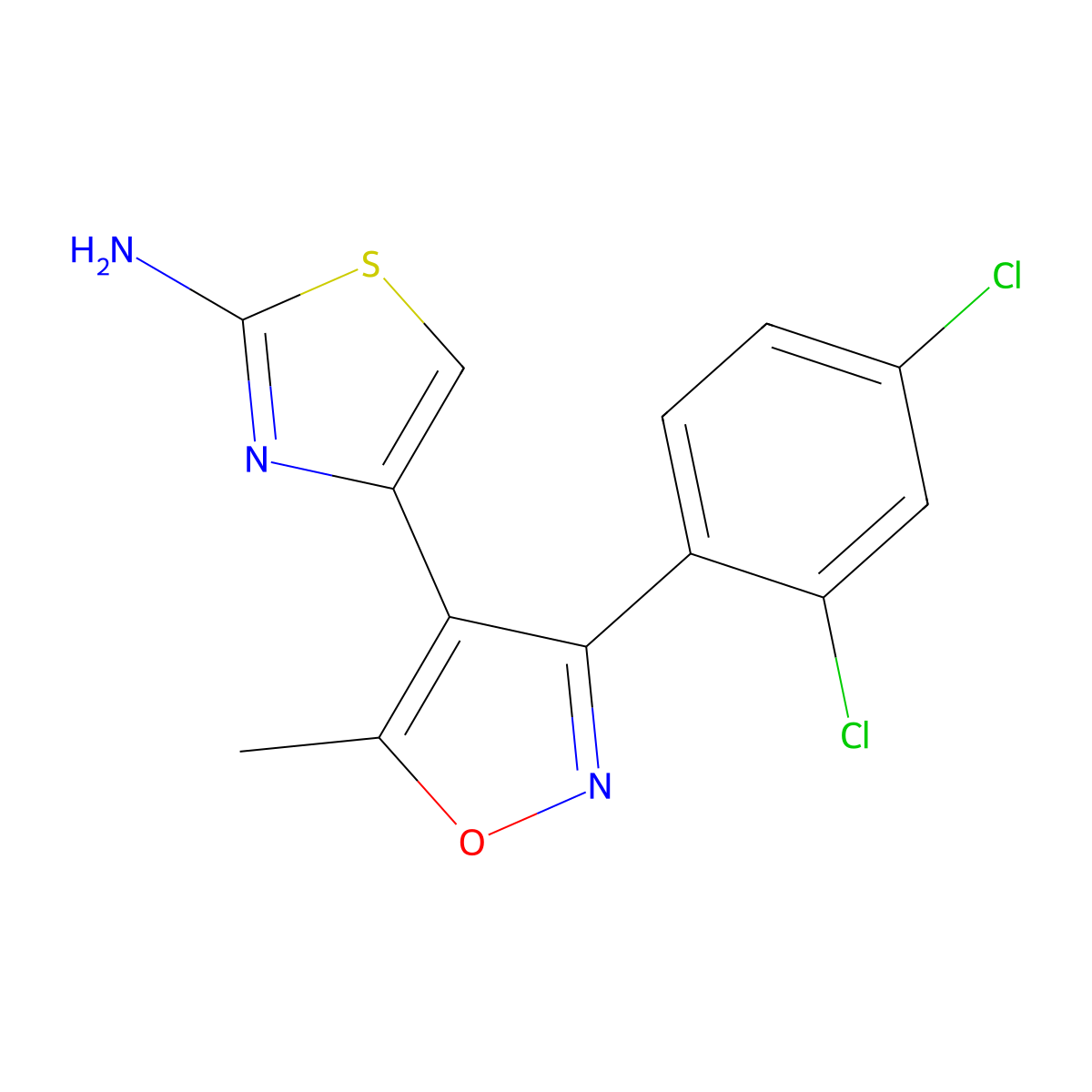 4-(2-Amino-4-thiazolyl)-3-(2,4-dichlorophenyl)-5-methylisoxazole molecular structure, CAS 683274-66-0