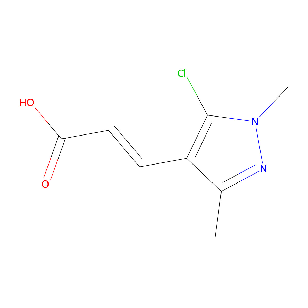 3-(5-Chloro-1,3-dimethyl-1H-pyrazol-4-YL)acrylic acid molecular structure, CAS 683274-68-2