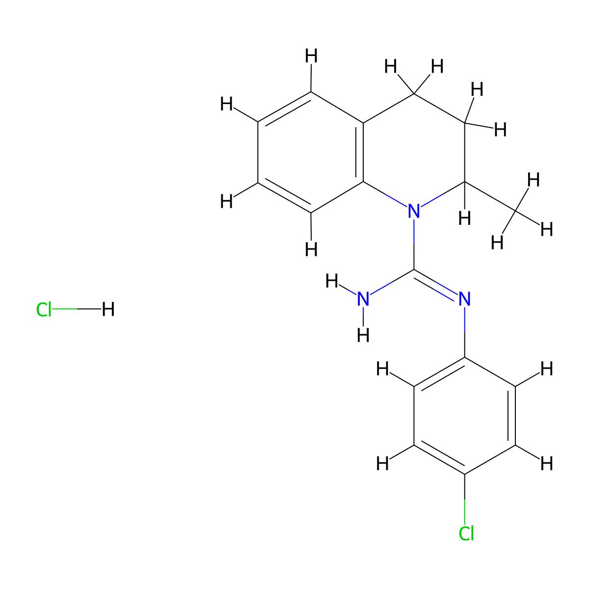 N-(4-Chlorophenyl)-2-methyl-3,4-dihydroquinoline-1(2H)-carboximidamide--hydrogen chloride (1/1) molecular structure, CAS 68339-73-1