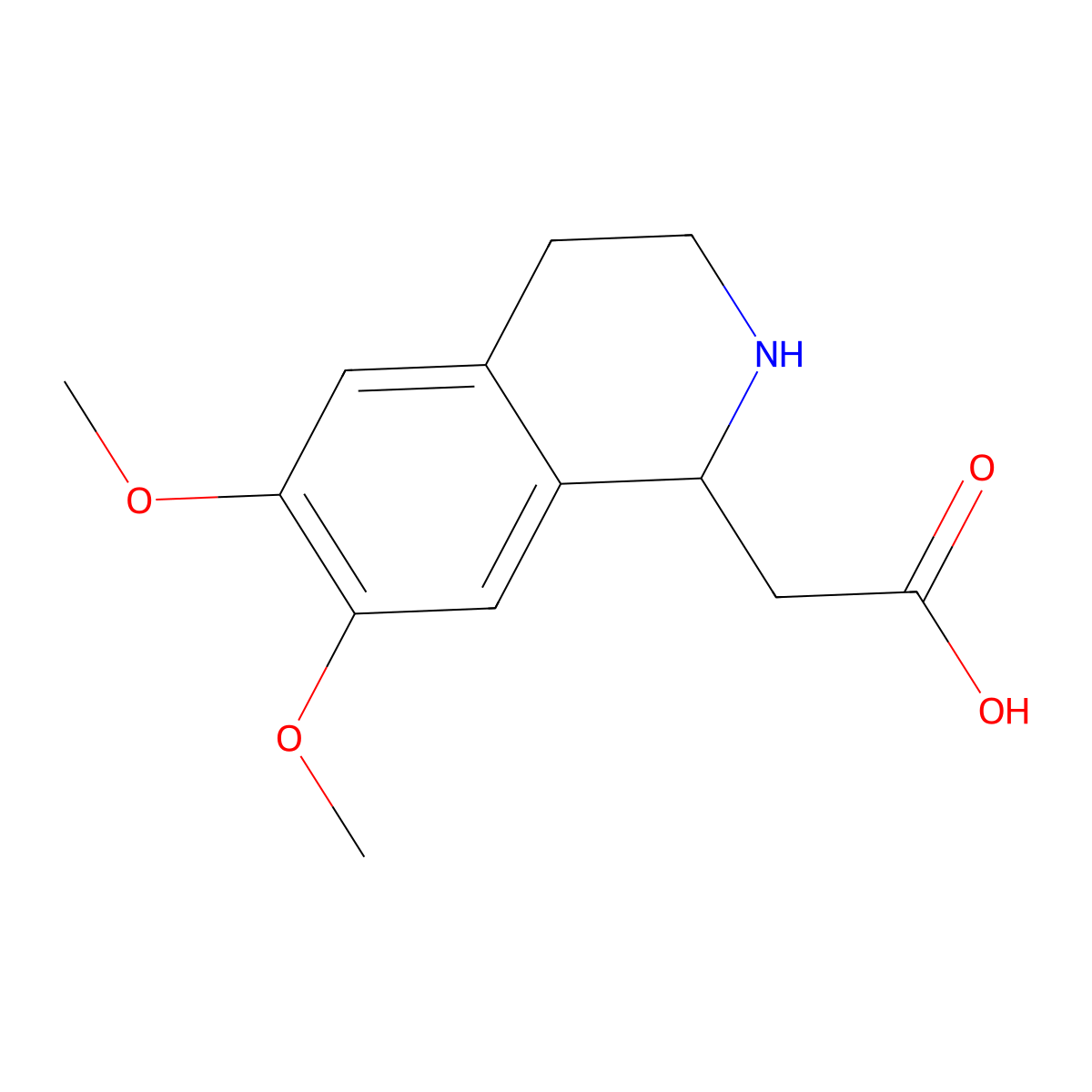 (6,7-Dimethoxy-1,2,3,4-tetrahydroisoquinolin-1-yl)acetic acid molecular structure, CAS 68345-67-5