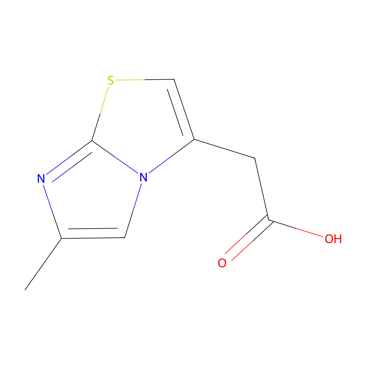 2-(6-Methylimidazo(2,1-b)(1,3)thiazol-3-yl)acetic acid molecular structure, CAS 68347-90-0