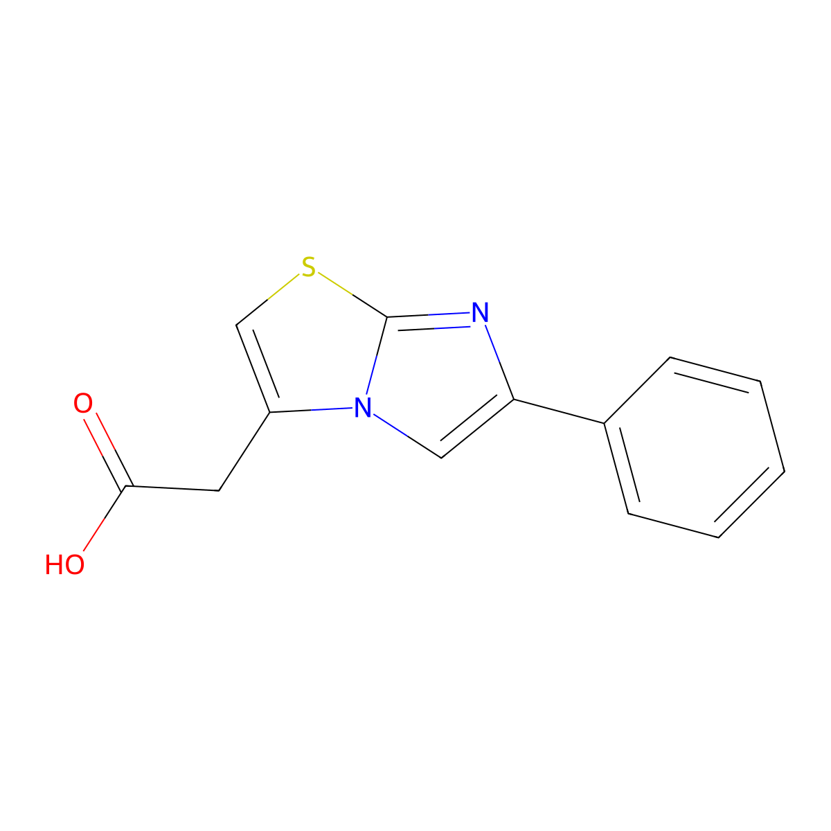 2-(6-Phenylimidazo(2,1-b)(1,3)thiazol-3-yl)acetic acid molecular structure, CAS 68347-91-1