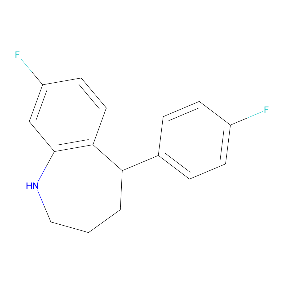 8-fluoro-5-(4-fluorophenyl)-2,3,4,5-tetrahydro-1H-1-benzazepine molecular structure, CAS 68351-39-3