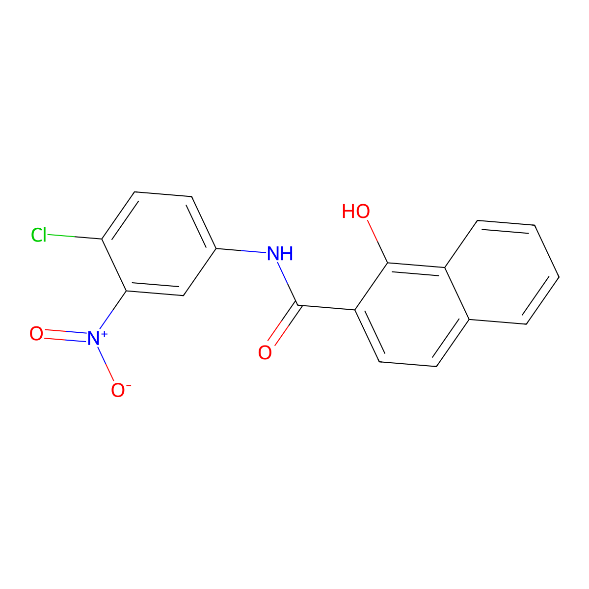2-Naphthalenecarboxamide, N-(4-chloro-3-nitrophenyl)-1-hydroxy- molecular structure, CAS 68352-28-3