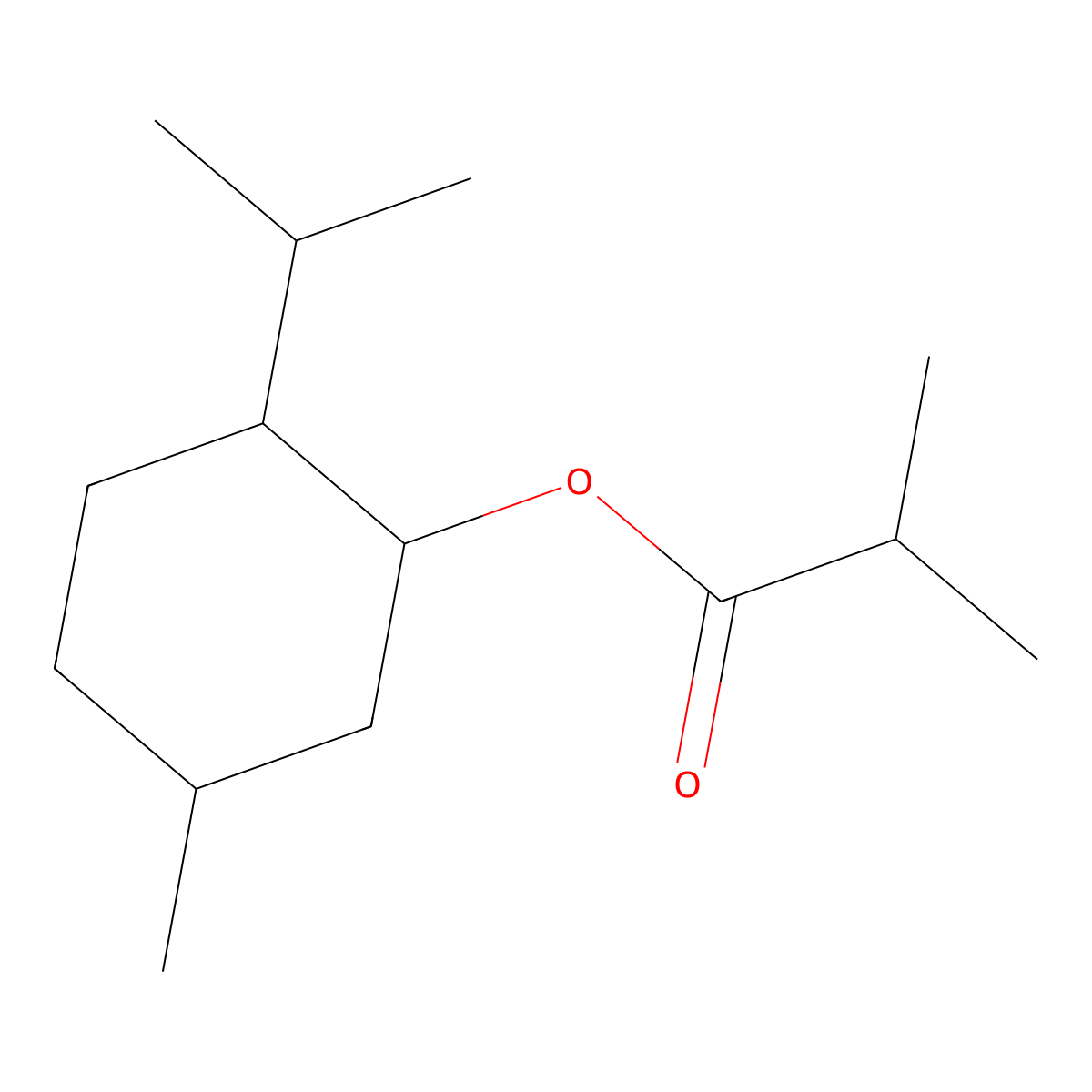 Propanoic acid, 2-methyl-, 5-methyl-2-(1-methylethyl)cyclohexyl ester molecular structure, CAS 68366-65-4