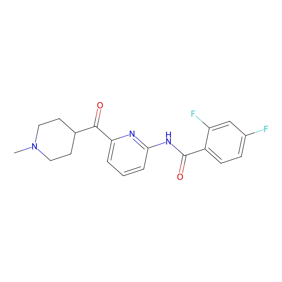 2,4-Difluoro-N-(6-(1-methylpiperidine-4-carbonyl)pyridin-2-yl)benzamide molecular structure, CAS 683745-60-0