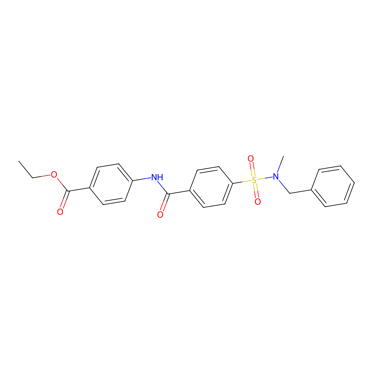 Ethyl 4-[({4-[benzyl(methyl)sulfamoyl]phenyl}carbonyl)amino]benzoate molecular structure, CAS 683761-78-6