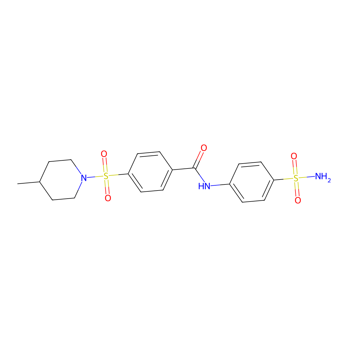 4-[(4-methylpiperidin-1-yl)sulfonyl]-N-(4-sulfamoylphenyl)benzamide molecular structure, CAS 683761-99-1