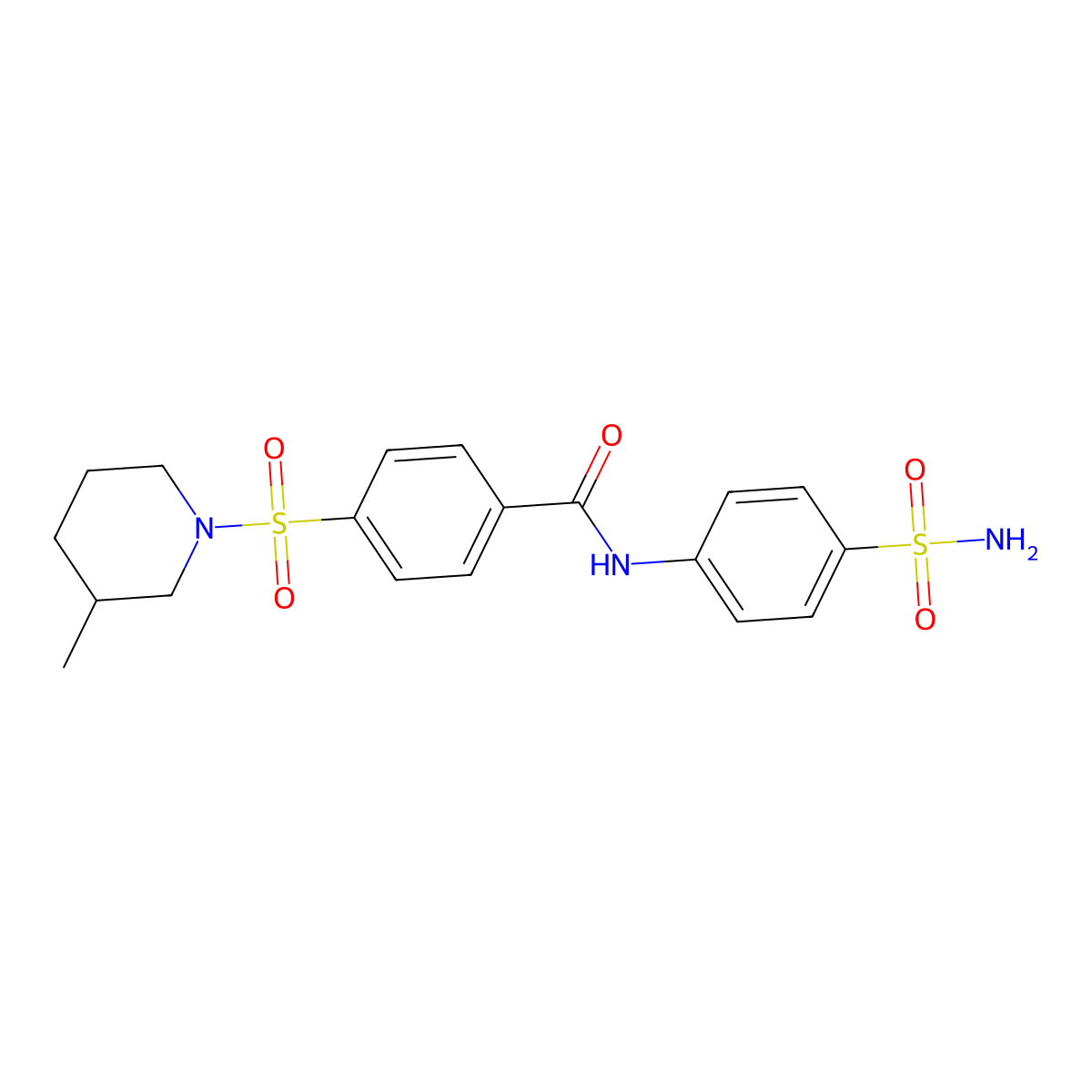 4-((3-methylpiperidin-1-yl)sulfonyl)-N-(4-sulfamoylphenyl)benzamide molecular structure, CAS 683762-01-8