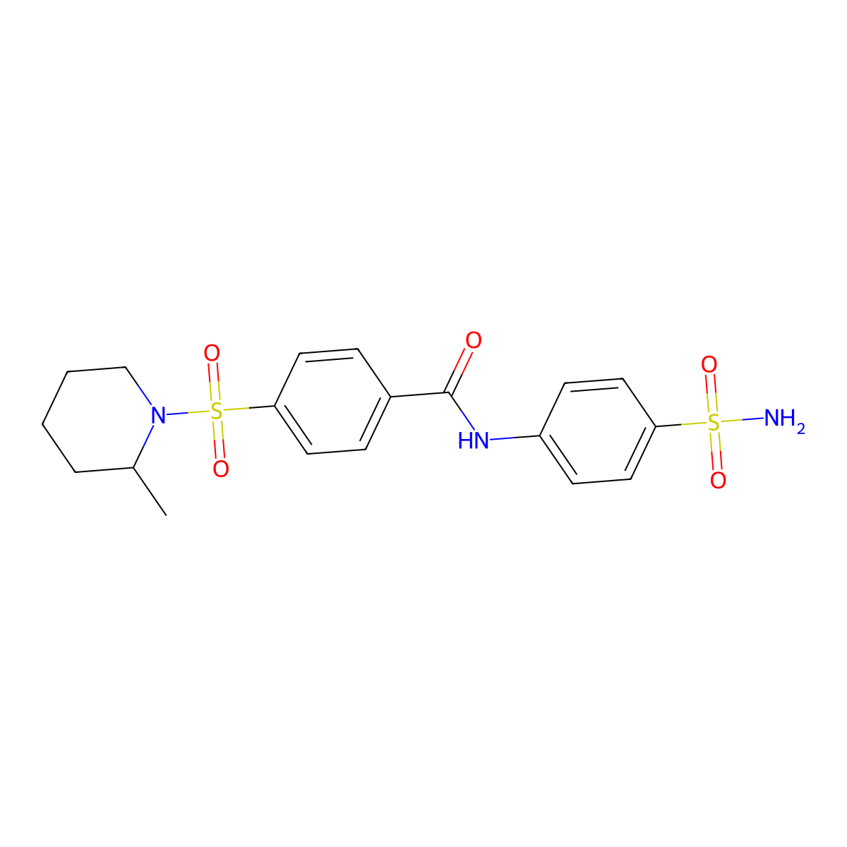 4-[(2-methylpiperidin-1-yl)sulfonyl]-N-(4-sulfamoylphenyl)benzamide molecular structure, CAS 683762-03-0