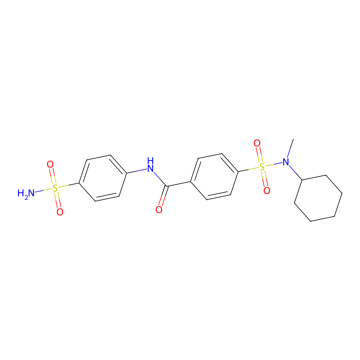 4-[cyclohexyl(methyl)sulfamoyl]-N-(4-sulfamoylphenyl)benzamide molecular structure, CAS 683762-09-6