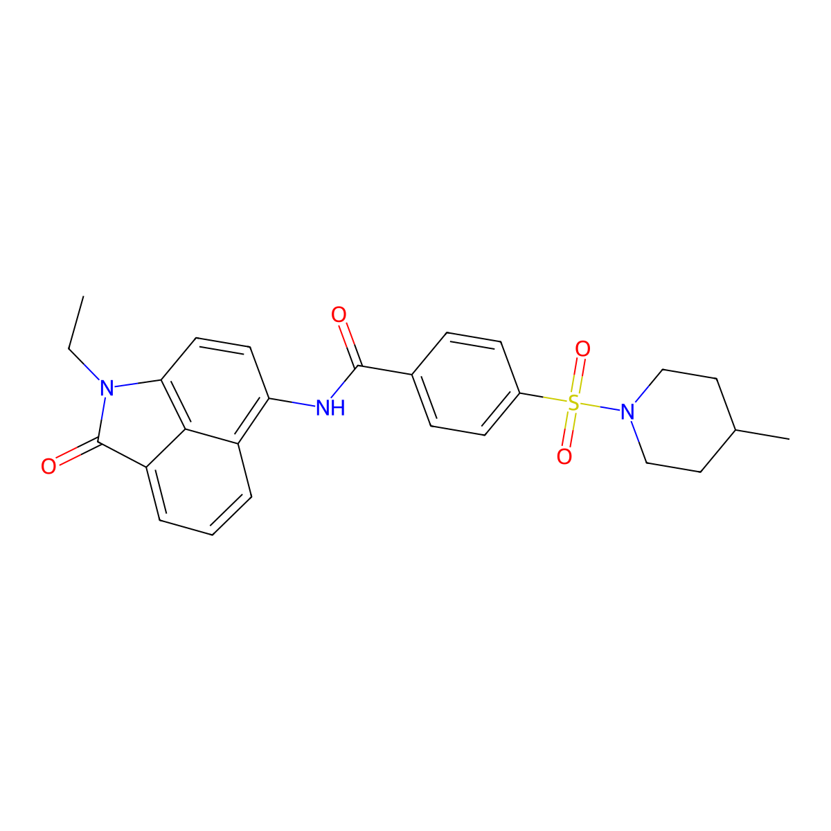N-(1-ethyl-2-oxo-1,2-dihydrobenzo[cd]indol-6-yl)-4-((4-methylpiperidin-1-yl)sulfonyl)benzamide molecular structure, CAS 683762-41-6
