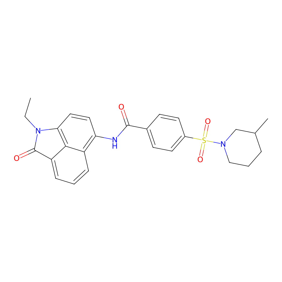 N-(1-ethyl-2-oxo-1,2-dihydrobenzo[cd]indol-6-yl)-4-((3-methylpiperidin-1-yl)sulfonyl)benzamide molecular structure, CAS 683762-42-7