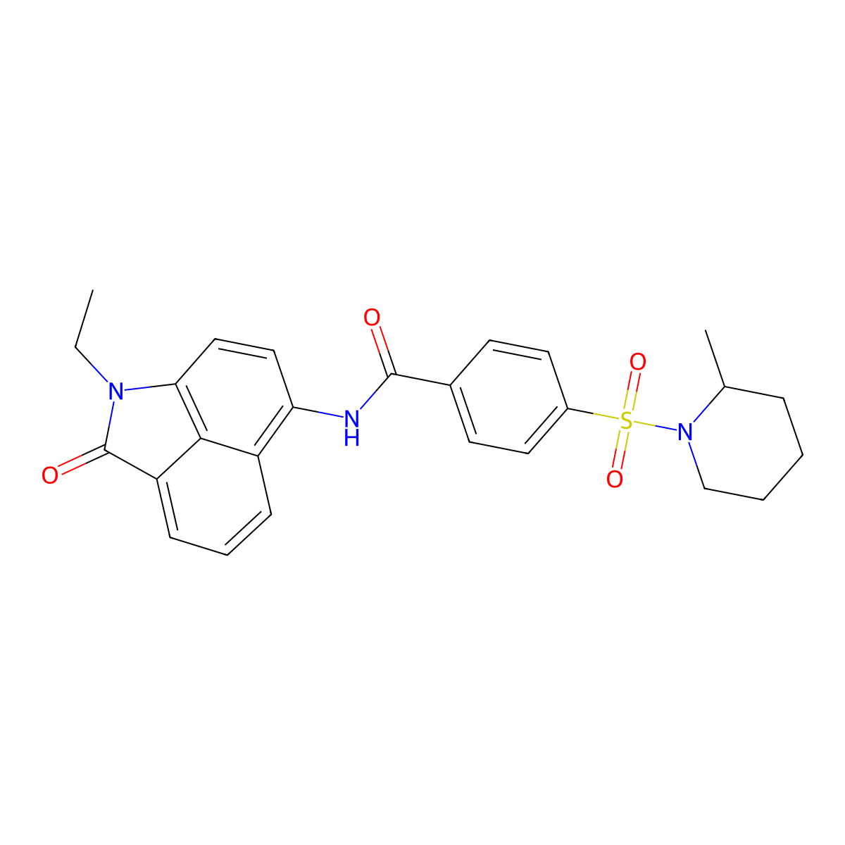 N-(1-ethyl-2-oxo-1,2-dihydrobenzo[cd]indol-6-yl)-4-((2-methylpiperidin-1-yl)sulfonyl)benzamide molecular structure, CAS 683762-43-8
