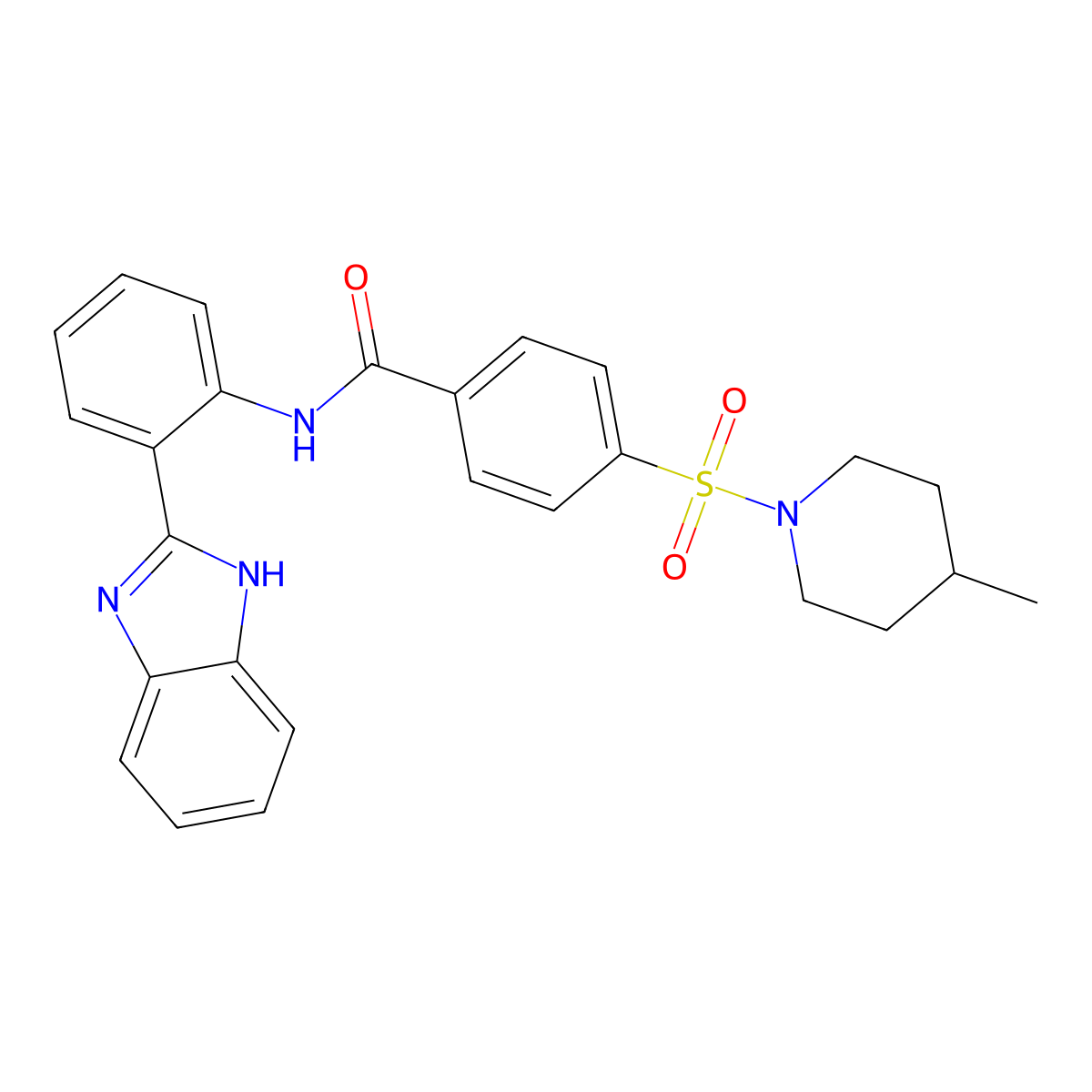 N-[2-(1H-benzimidazol-2-yl)phenyl]-4-(4-methylpiperidin-1-yl)sulfonylbenzamide molecular structure, CAS 683762-57-4