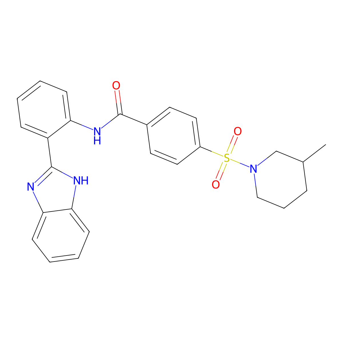 N-(2-(1H-benzo[d]imidazol-2-yl)phenyl)-4-((3-methylpiperidin-1-yl)sulfonyl)benzamide molecular structure, CAS 683762-58-5
