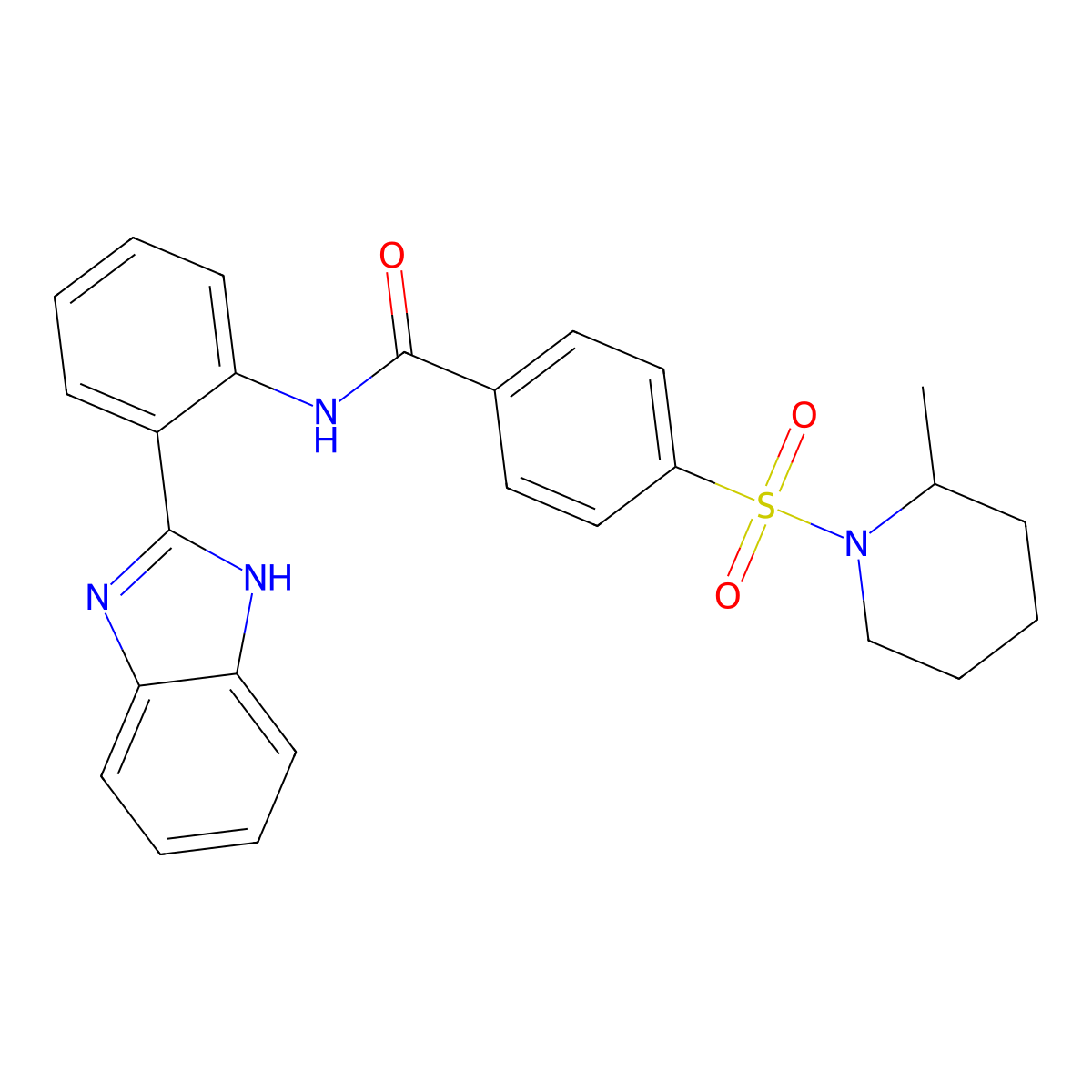 N-[2-(1H-benzimidazol-2-yl)phenyl]-4-(2-methylpiperidin-1-yl)sulfonylbenzamide molecular structure, CAS 683762-59-6