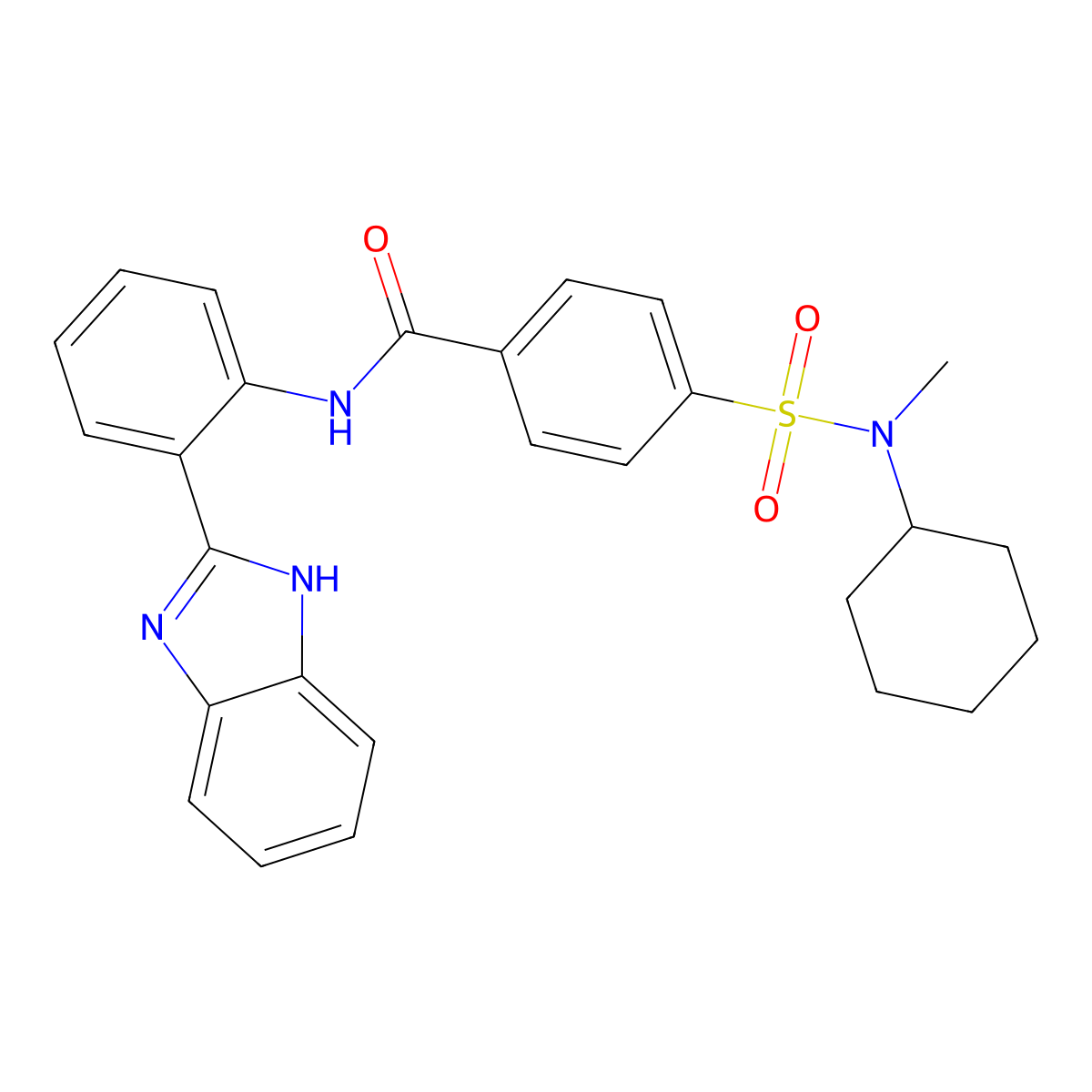 N-(2-(1H-benzo[d]imidazol-2-yl)phenyl)-4-(N-cyclohexyl-N-methylsulfamoyl)benzamide molecular structure, CAS 683762-64-3