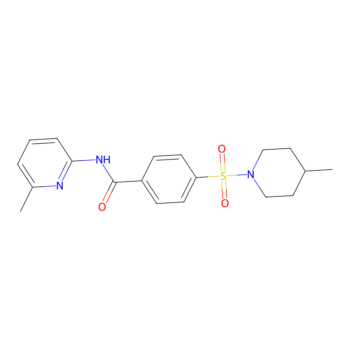 4-[(4-methylpiperidin-1-yl)sulfonyl]-N-(6-methylpyridin-2-yl)benzamide molecular structure, CAS 683762-65-4