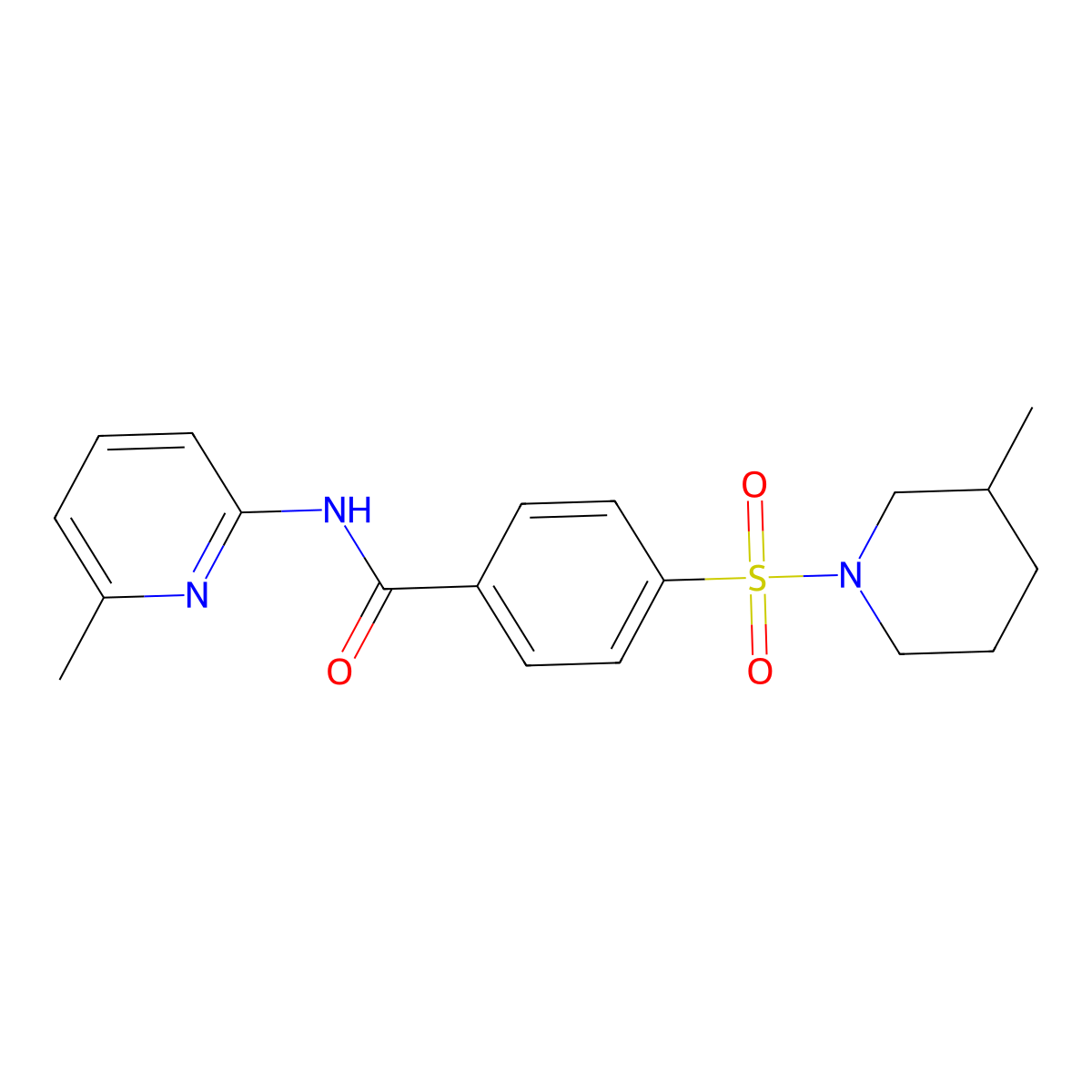 4-[(3-methylpiperidin-1-yl)sulfonyl]-N-(6-methylpyridin-2-yl)benzamide molecular structure, CAS 683762-66-5