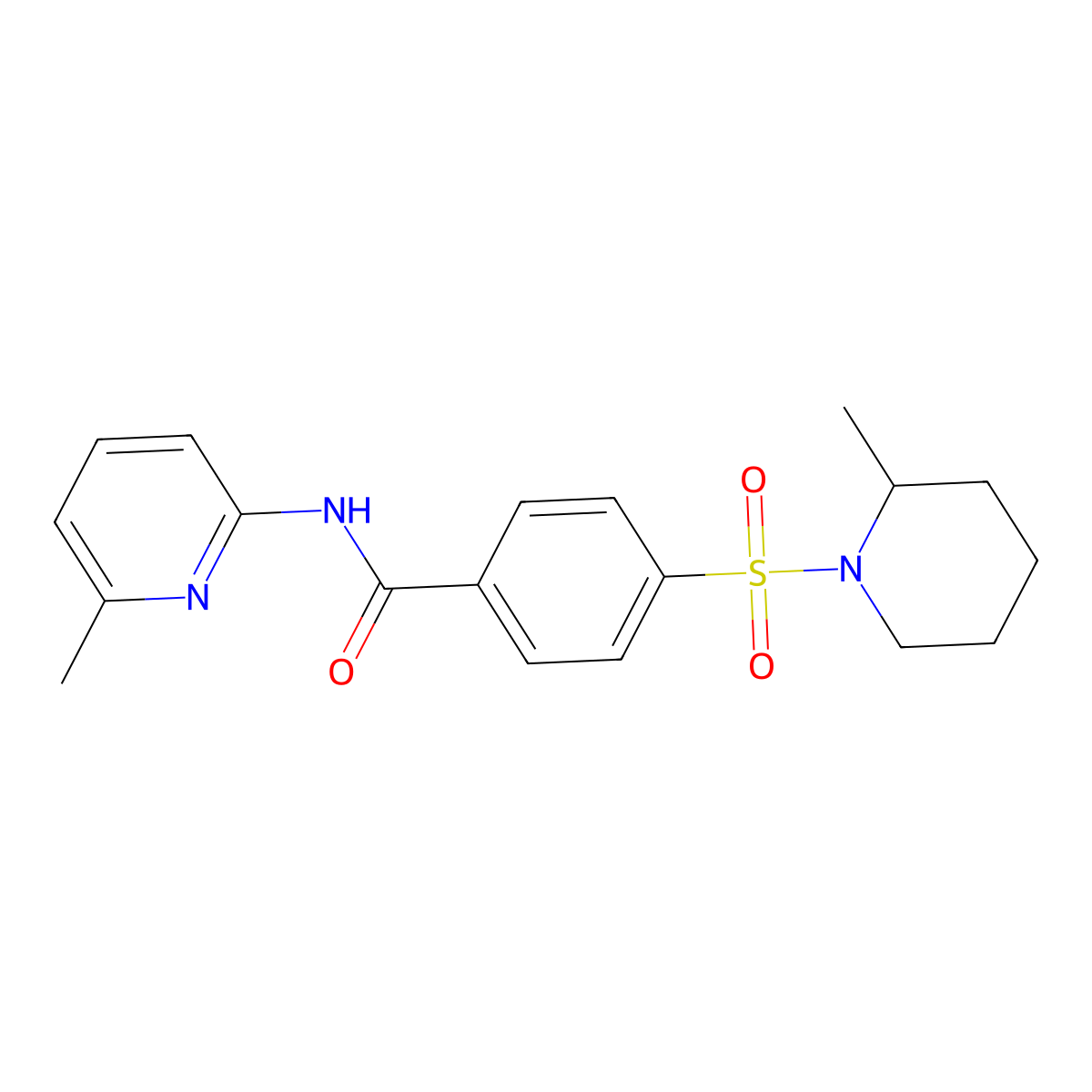4-[(2-methylpiperidin-1-yl)sulfonyl]-N-(6-methylpyridin-2-yl)benzamide molecular structure, CAS 683762-67-6