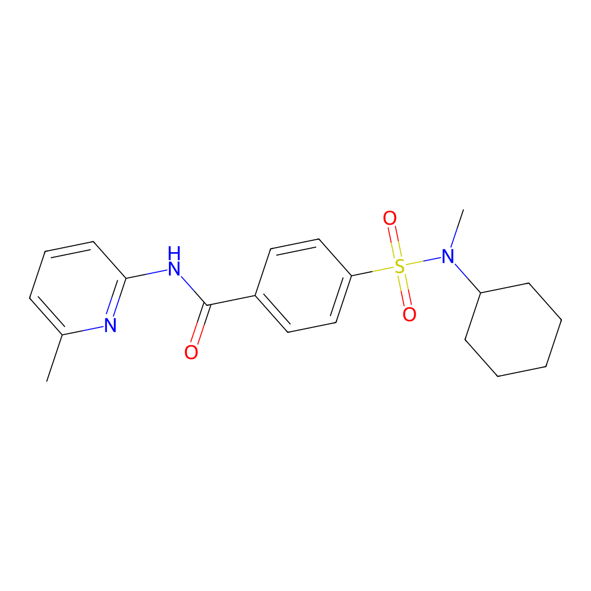4-[cyclohexyl(methyl)sulfamoyl]-N-(6-methylpyridin-2-yl)benzamide molecular structure, CAS 683762-72-3