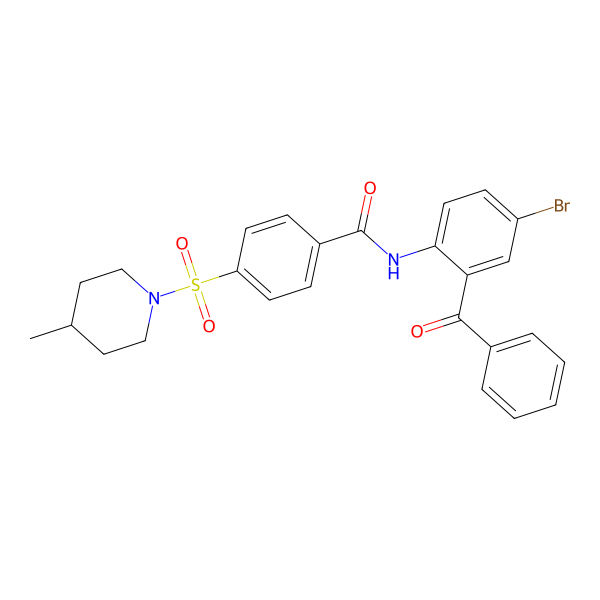 N-(2-benzoyl-4-bromophenyl)-4-[(4-methylpiperidin-1-yl)sulfonyl]benzamide molecular structure, CAS 683762-73-4